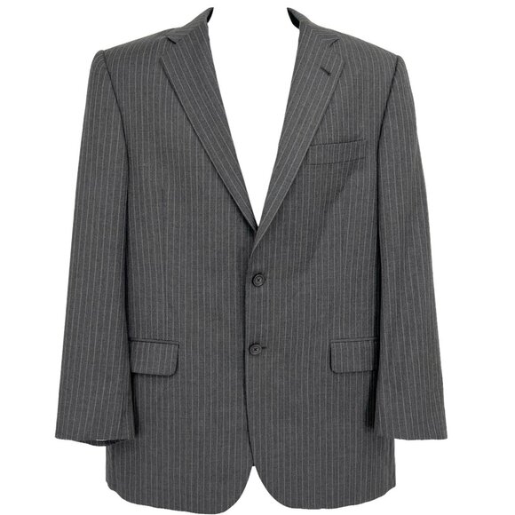 BURBERRY London Men’s 100% Wool Two Vents Stripe Grey Blazer Size 42 Long USA - Picture 1 of 14